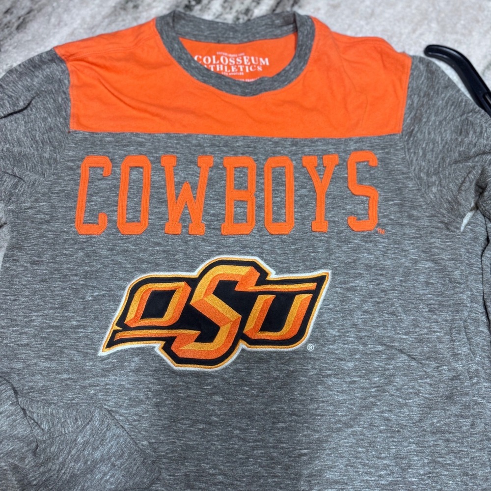 Colosseum‎ Athletics OSU Cowboys Long Sleeve Shirt Gray Orange Small NCAA